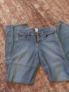 Vintage Cache Medium Blue Straight-Leg Jeans with Snap Side Trim